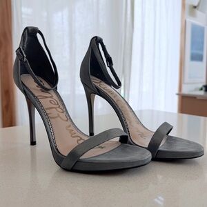 Sam Edelman Ariella Dark Pewter Ankle-Strap Heels